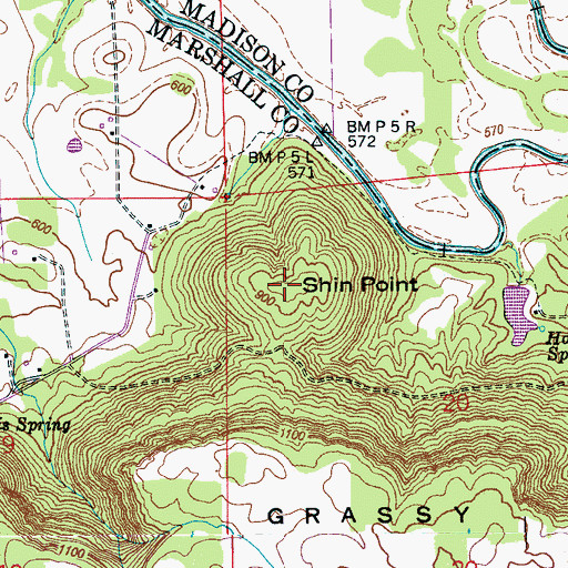 Topographic Map of Shin Point, AL