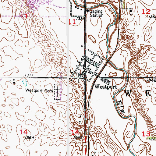 Topographic Map of Town of Westport, SD