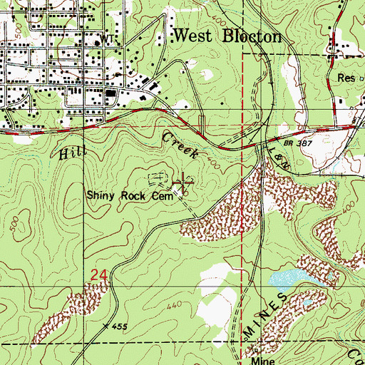 Topographic Map of Shiney Rock Cemetery, AL