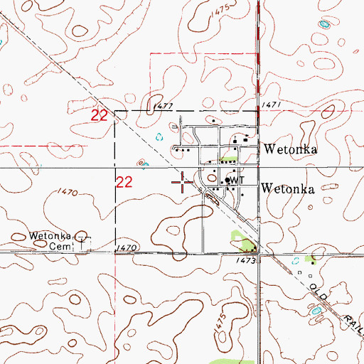 Topographic Map of Town of Wetonka, SD
