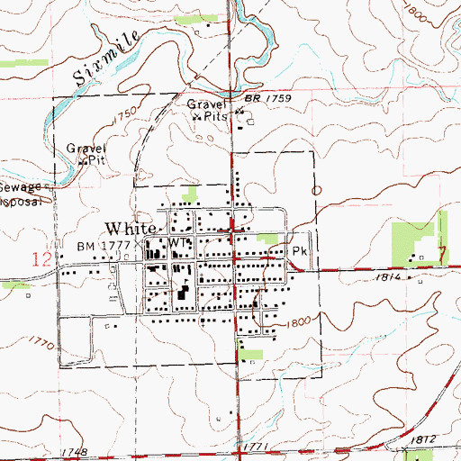 Topographic Map of City of White, SD