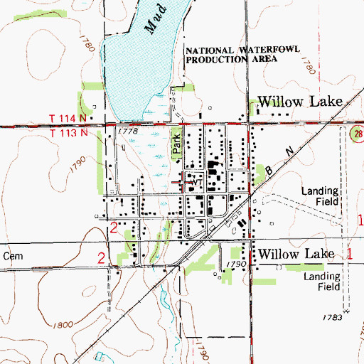 Topographic Map of City of Willow Lake, SD