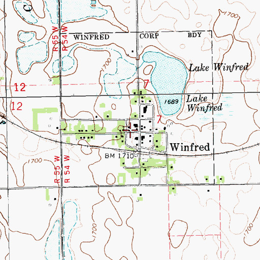 Topographic Map of Town of Winfred (historical), SD