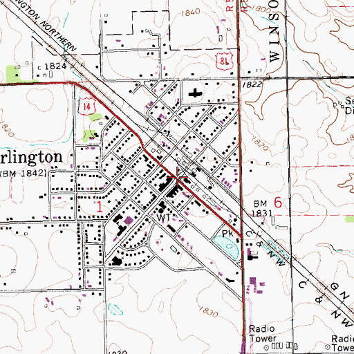Topographic Map of Arlington, SD