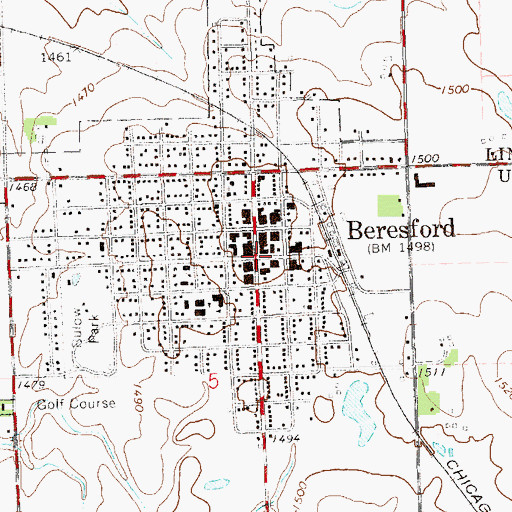 Topographic Map of Beresford, SD