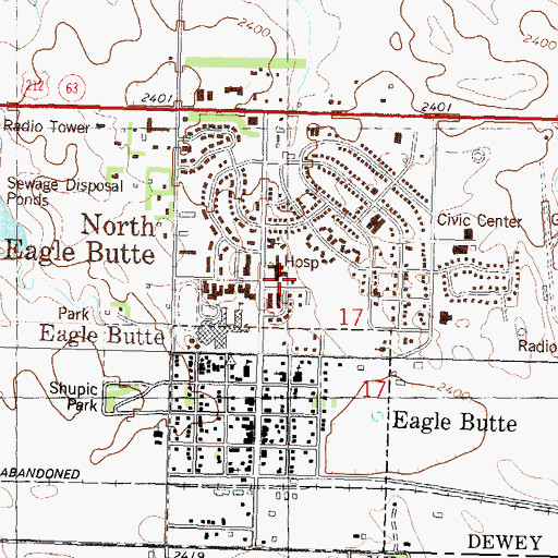 Topographic Map of Eagle Butte, SD