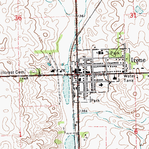 Topographic Map of Irene, SD