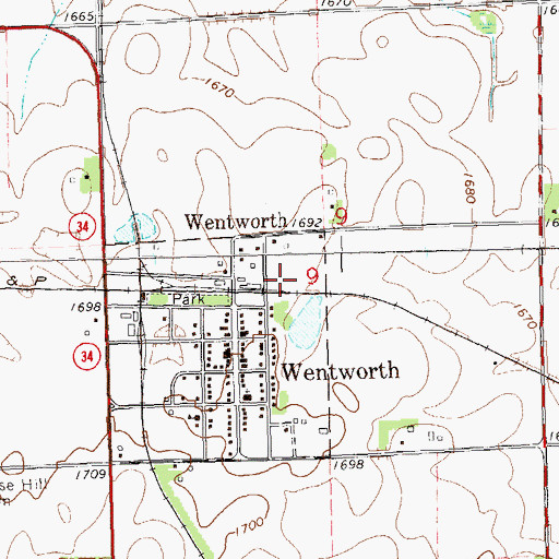 Topographic Map of Township of Wentworth (historical), SD