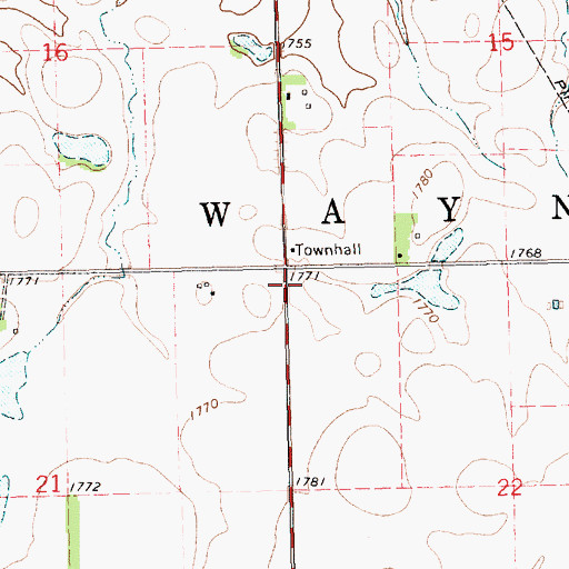 Topographic Map of Township of Wayne, SD