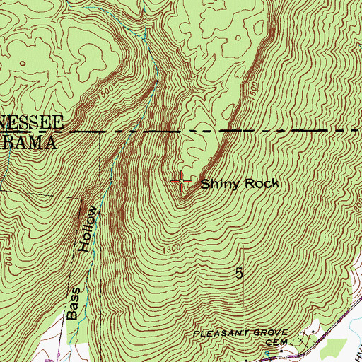 Topographic Map of Shiny Rock, AL