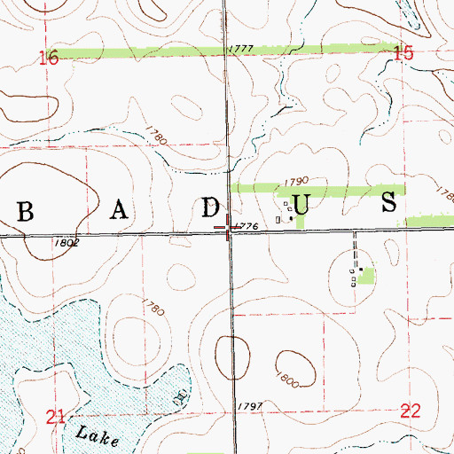 Topographic Map of Township of Badus, SD