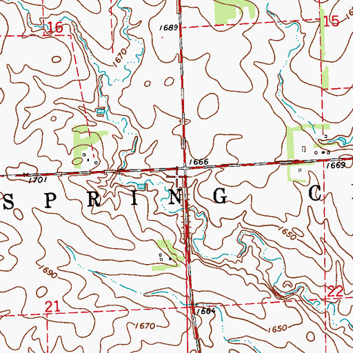 Topographic Map of Township of Spring Creek, SD