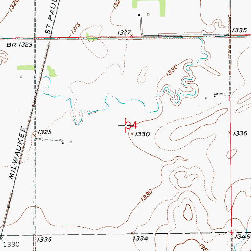 Topographic Map of Township of Hickman (historical), SD