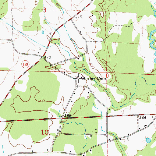 Topographic Map of Shirley Cemetery, AL