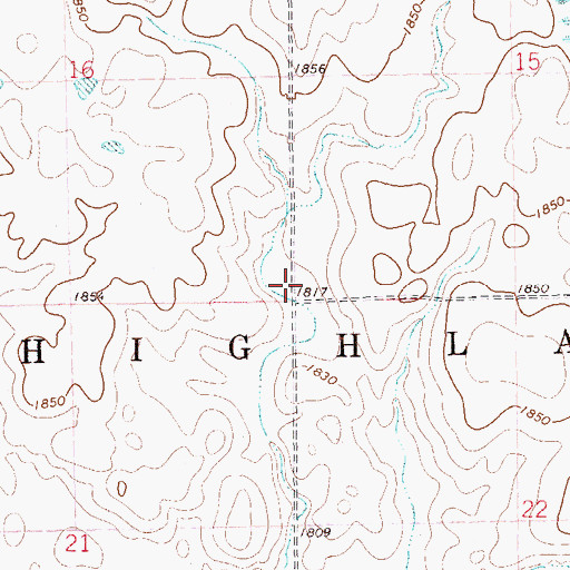 Topographic Map of Township of Highland, SD