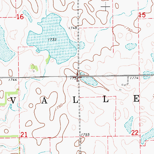 Topographic Map of Township of Valley, SD