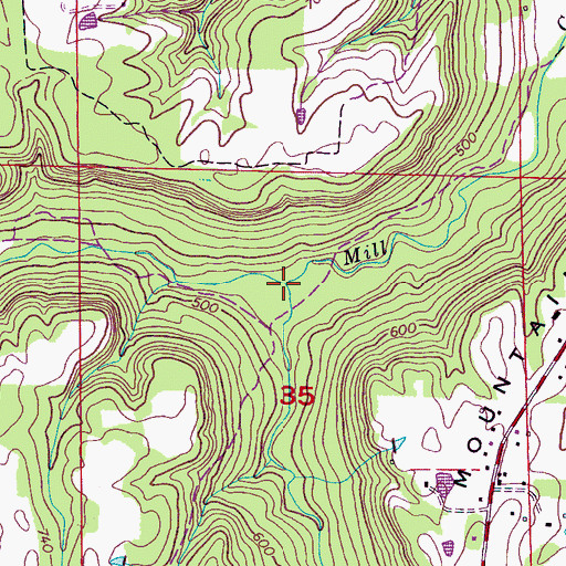 Topographic Map of Shoal Creek, AL