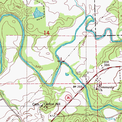 Topographic Map of Shoal Creek, AL