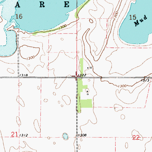 Topographic Map of Township of Tulare, SD