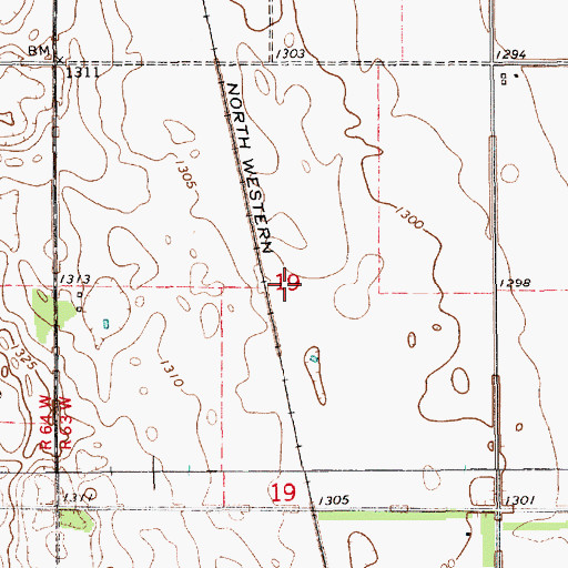 Topographic Map of Township of Crandon (historical), SD