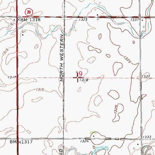 Topographic Map of Township of Olean (historical), SD