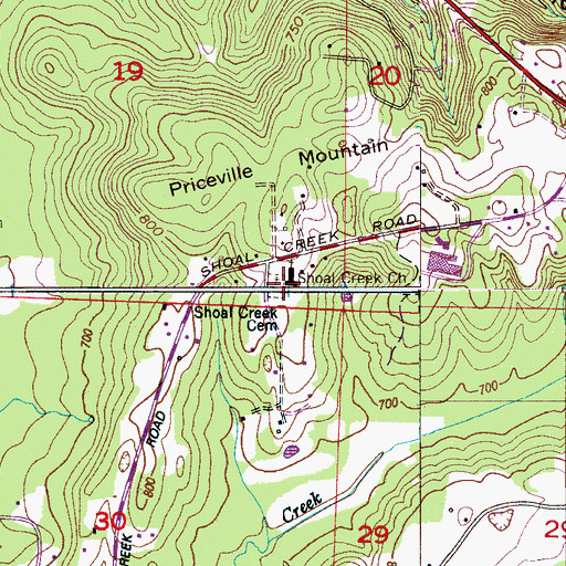 Topographic Map of Shoal Creek Cemetery, AL