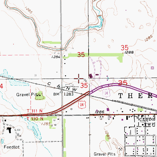 Topographic Map of Township of Huron, SD