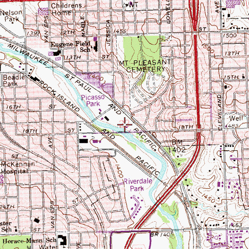 Topographic Map of Township of Sioux Falls (historical), SD
