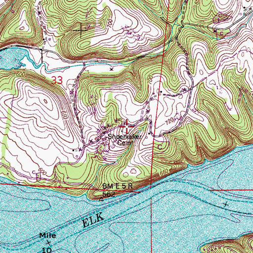 Topographic Map of Shoemaker Cemetery, AL