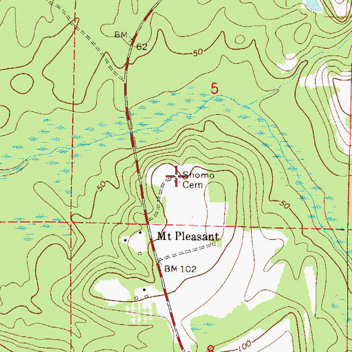 Topographic Map of Shomo Cemetery, AL
