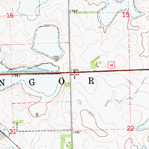 Topographic Map of Township of Bangor, SD