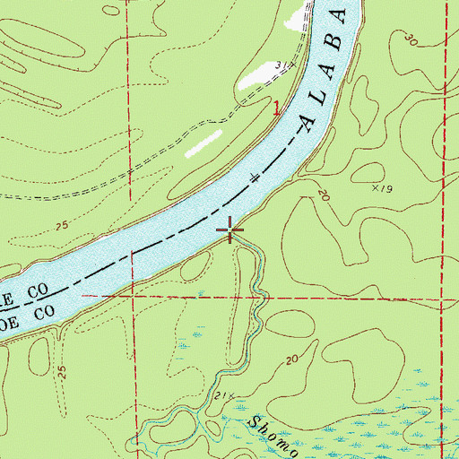 Topographic Map of Shomo Creek, AL