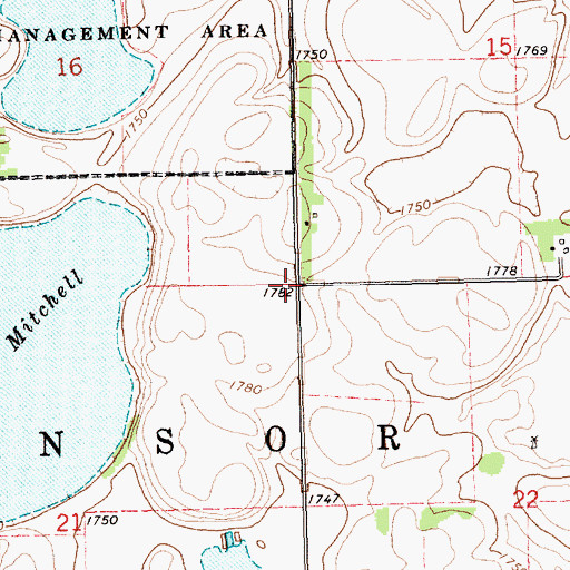 Topographic Map of Township of Winsor, SD
