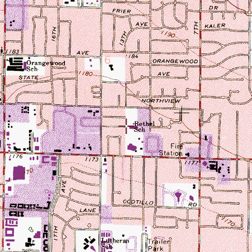 Topographic Map of Bethel School, AZ