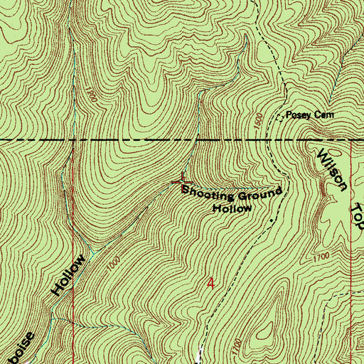 Topographic Map of Shooting Ground Hollow, AL