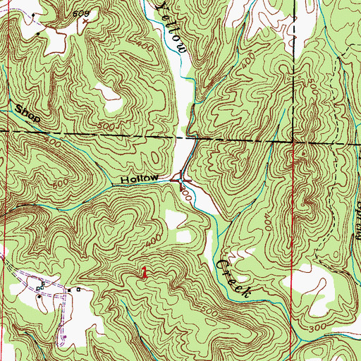 Topographic Map of Shop Hollow, AL