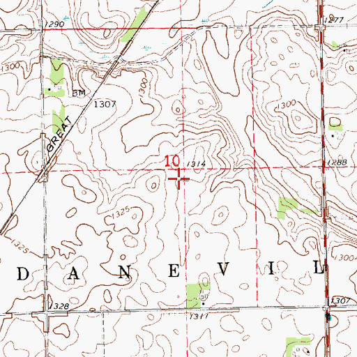 Topographic Map of Township of Daneville (historical), SD