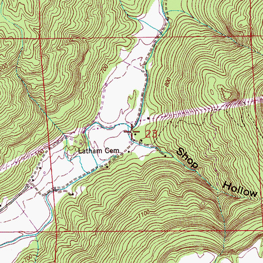 Topographic Map of Shop Hollow, AL