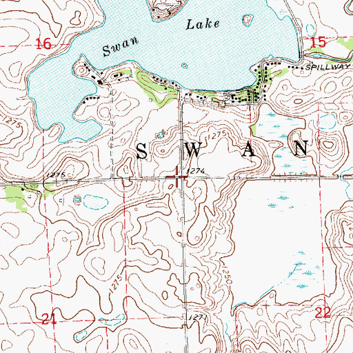 Topographic Map of Township of Swan Lake, SD