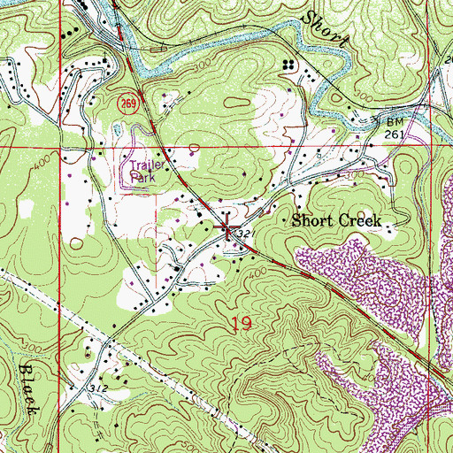 Topographic Map of Short Creek, AL
