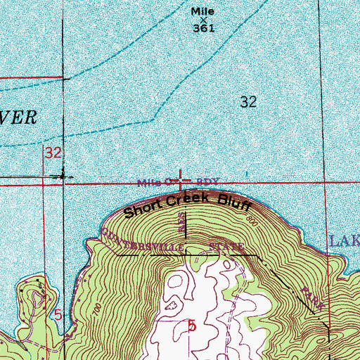 Topographic Map of Short Creek, AL