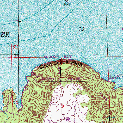 Topographic Map of Short Creek Bluff, AL