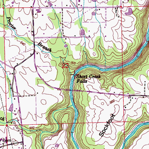 Topographic Map of Short Creek Falls, AL