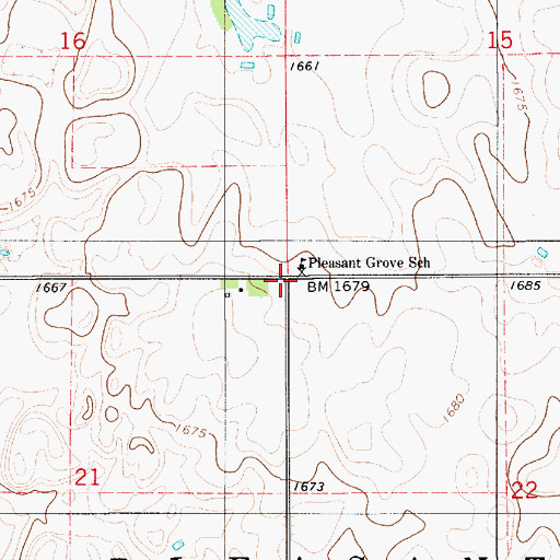 Topographic Map of Township of Pleasant Grove, SD