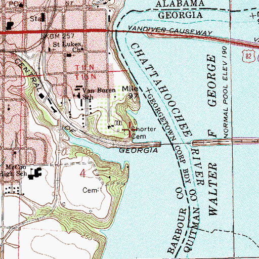 Topographic Map of Shorte Cemetery, AL