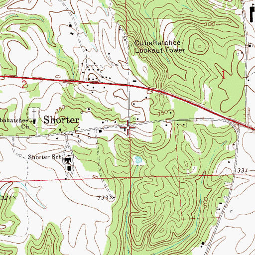 Topographic Map of Shorter, AL