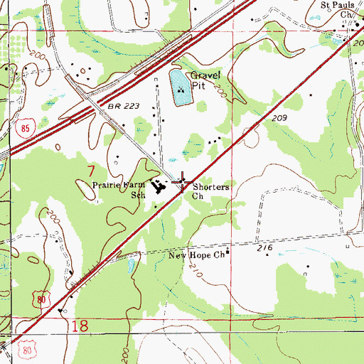 Topographic Map of Shorters Church, AL