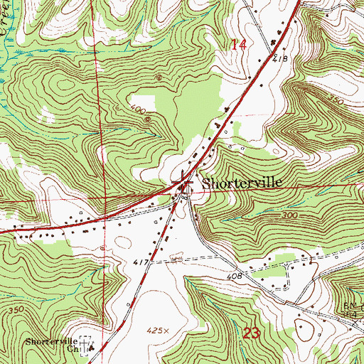 Topographic Map of Shorterville, AL
