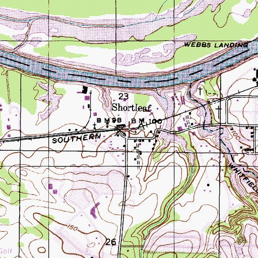 Topographic Map of Shortleaf, AL