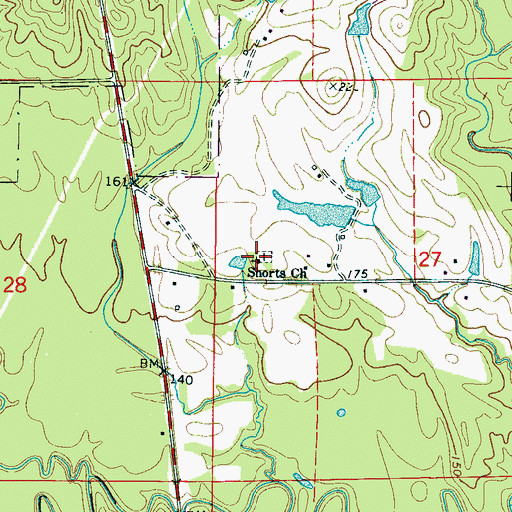 Topographic Map of Shorts Church, AL